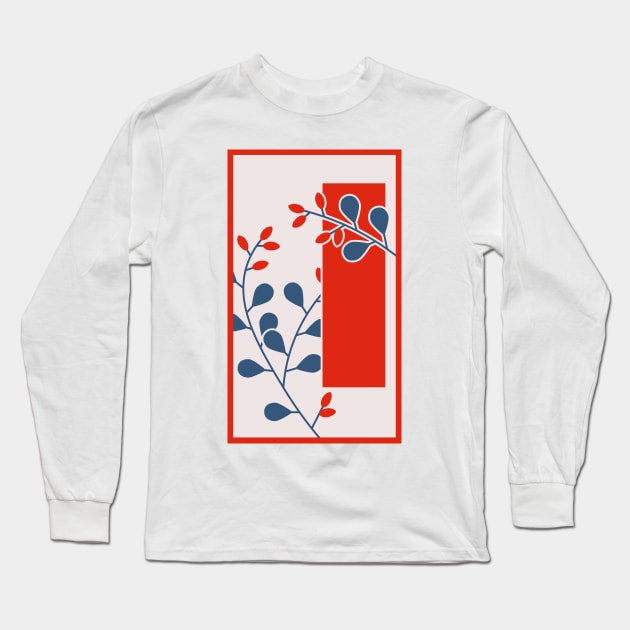 Bush Clover and Red Tanzaku Long Sleeve T-Shirt by Nishinegi